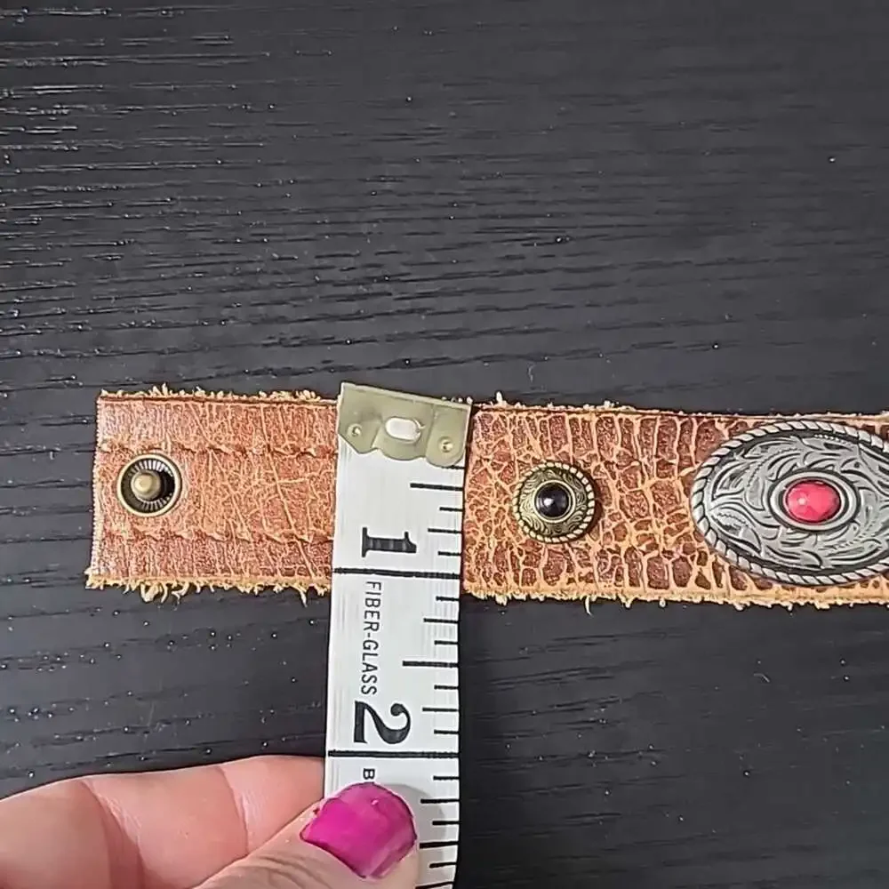 Handmade upcycled leather belt concho bracelet
